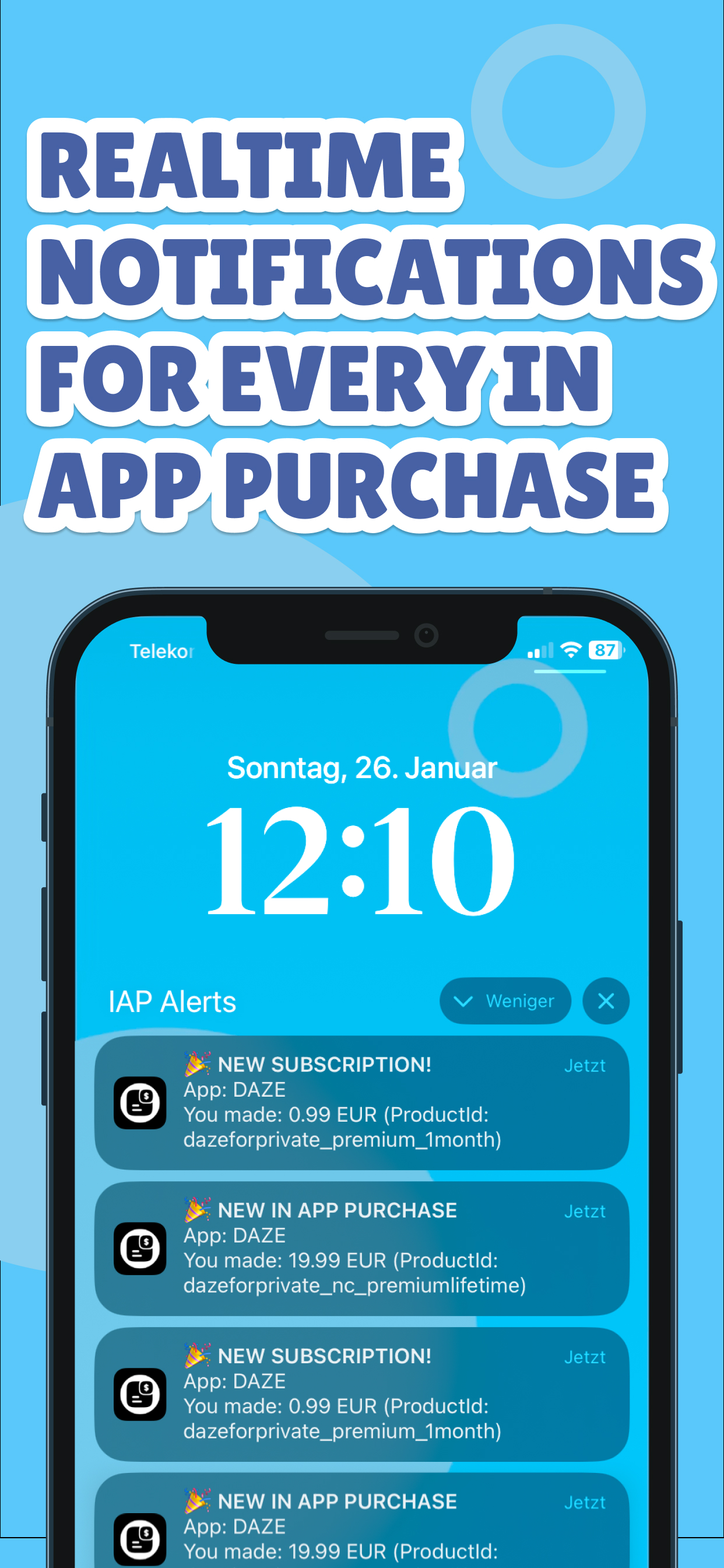 IAP Alerts - Main product screenshot demonstrating key features and user interface