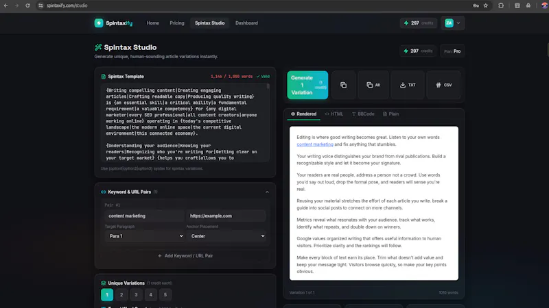 Spintaxify screenshot 3