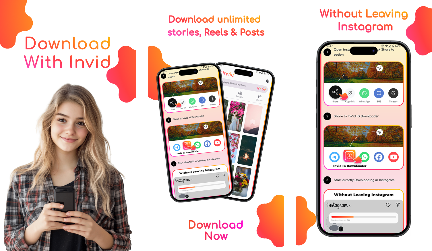 Invid Reels & Story Downloader - Scarica bobine, storie e video Instagram in One Tap media 2