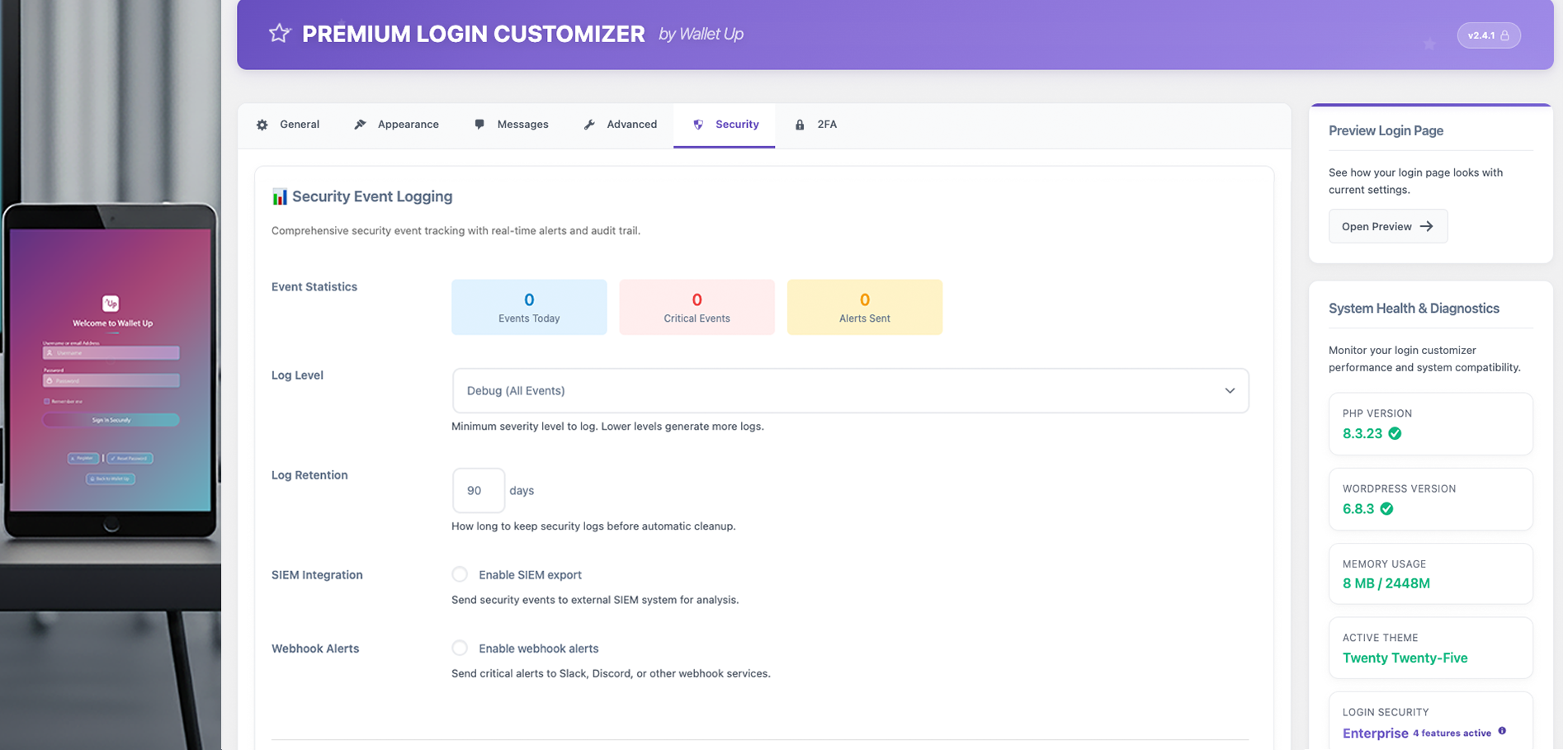 WalletUp Login Customizer gallery image
