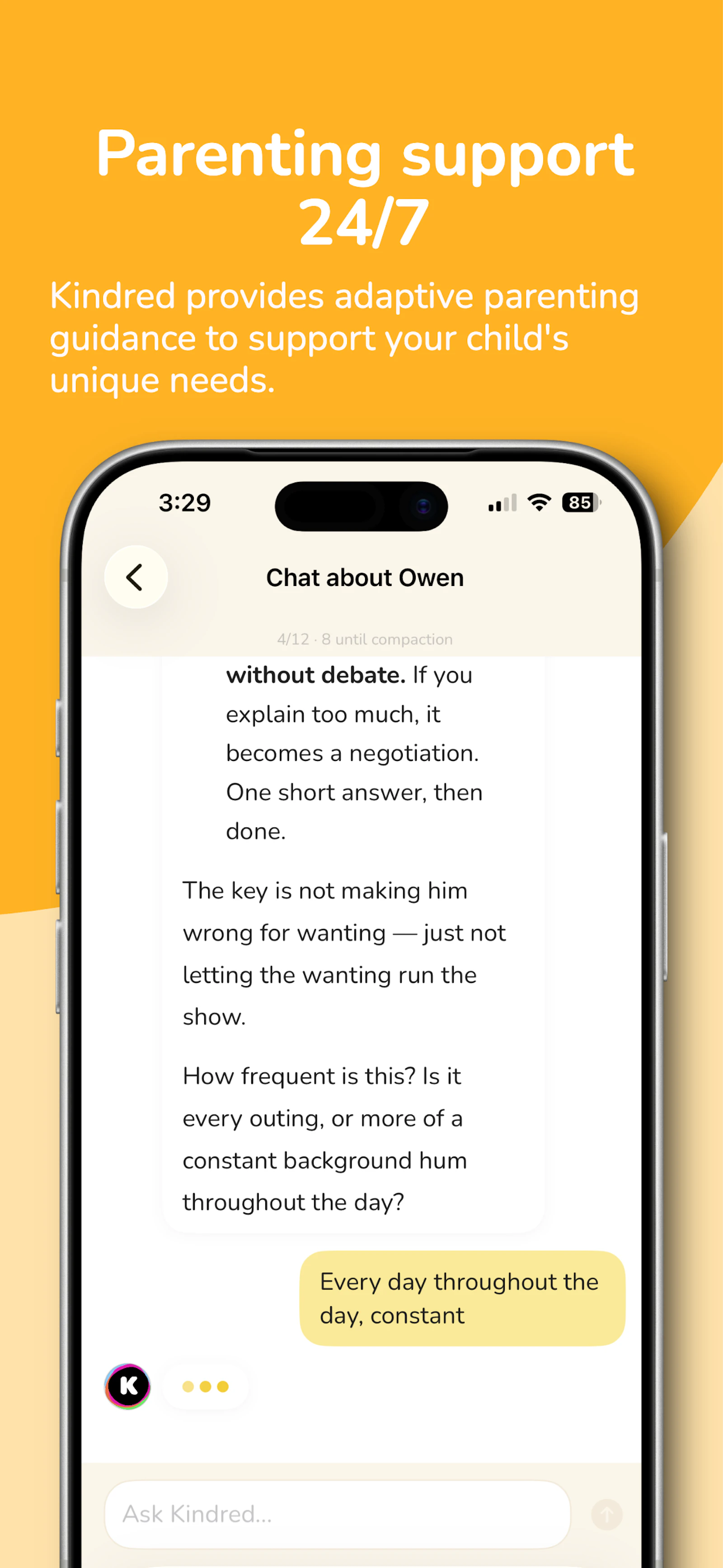 Kindred — Your 24/7 parenting coach. screenshot 2