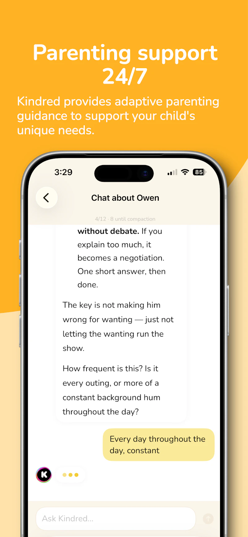 Kindred — Your 24/7 parenting coach. screenshot 2