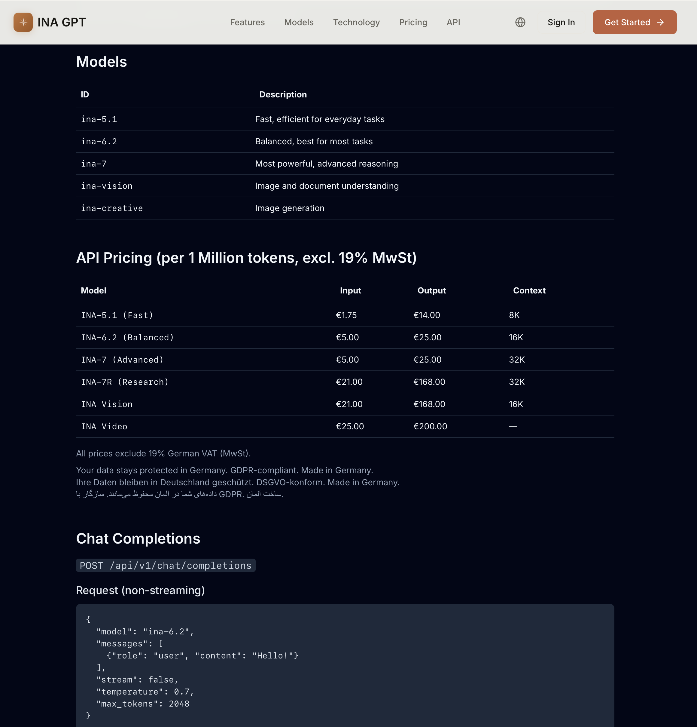 INA GPT - Screenshot 2 showing product features and functionality