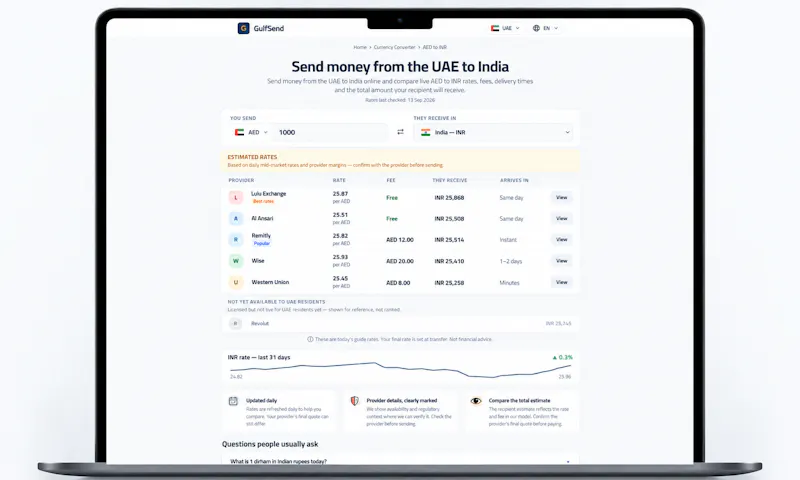 GulfSend — Send Money Smarter from UAE screenshot 3