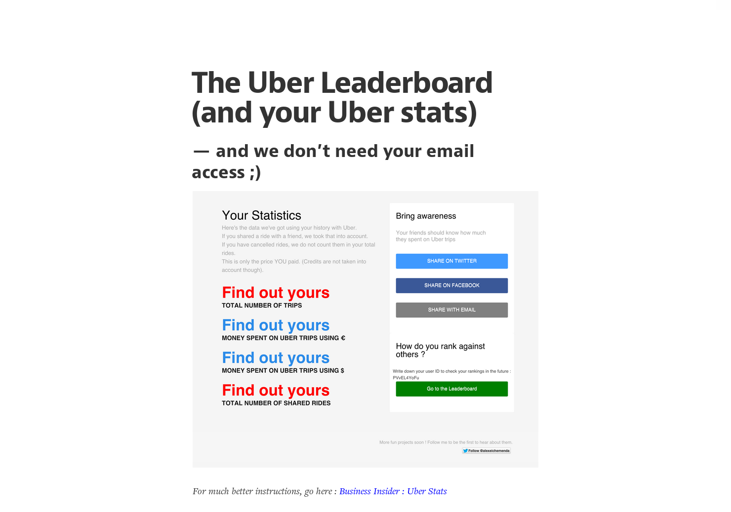 Uber Stats - How much you spent on Uber and a leaderboard 