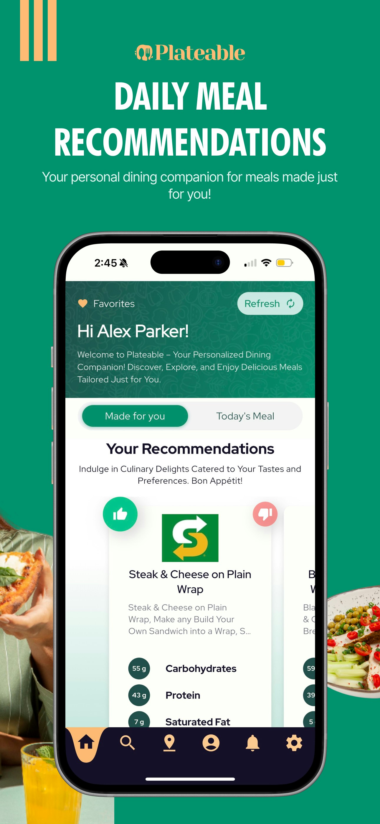 Plateable: Personalized Dining - Screenshot 2 showing product features and functionality