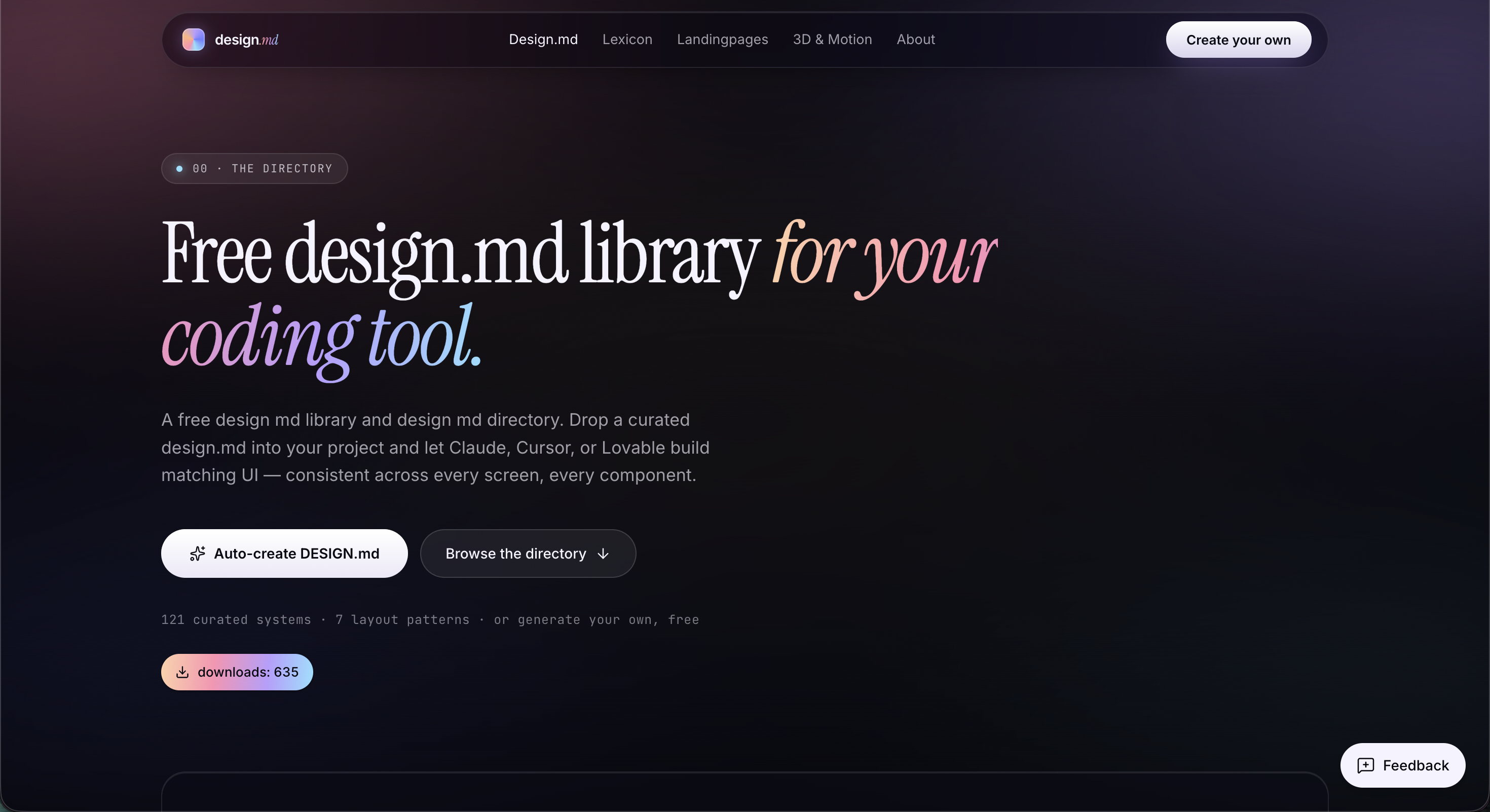 Free DESIGN.md library + UX / UI Lexicon gallery image