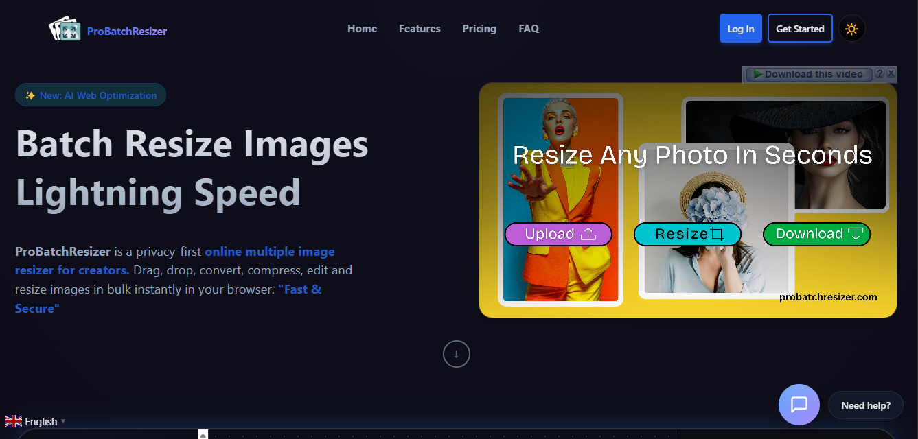 ProBatchResizer | Multiple Image Resizer - Main product screenshot demonstrating key features and user interface