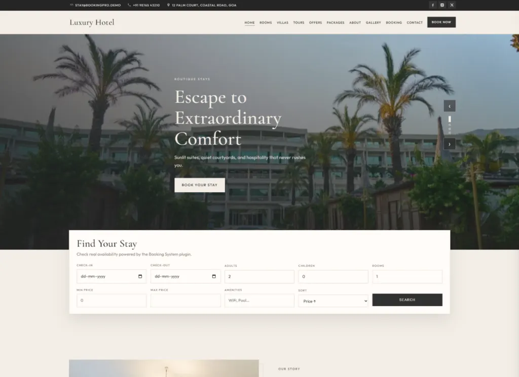 Hotel & Villa Booking WordPress Theme gallery image