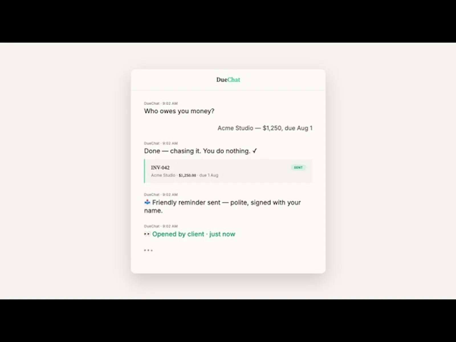 DueChat screenshot 1 (video preview)