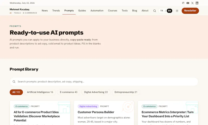Mehmet Kocabaş: AI for Ecommerce Teams screenshot 1