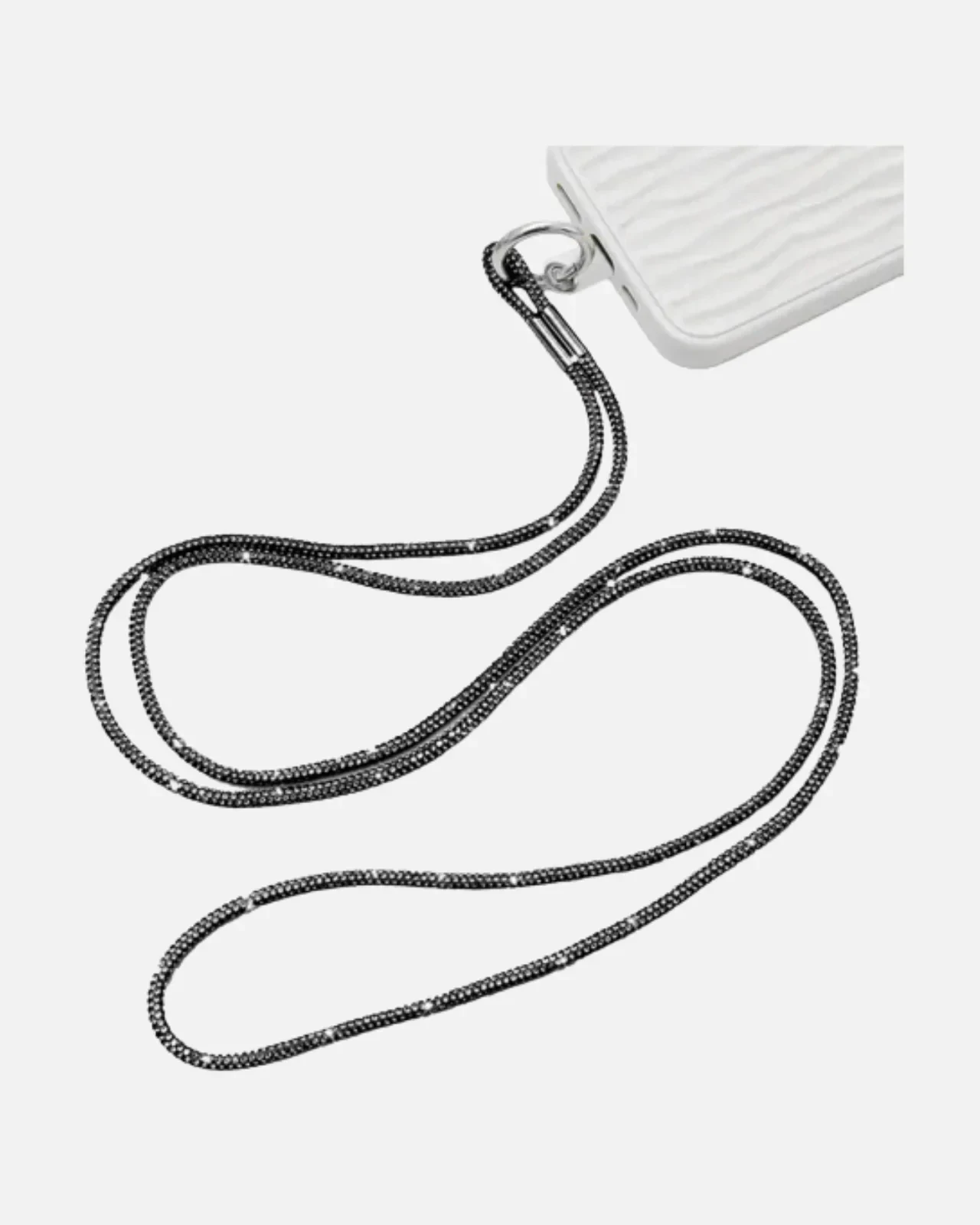 Black Crystal Neck Lanyard Keychain