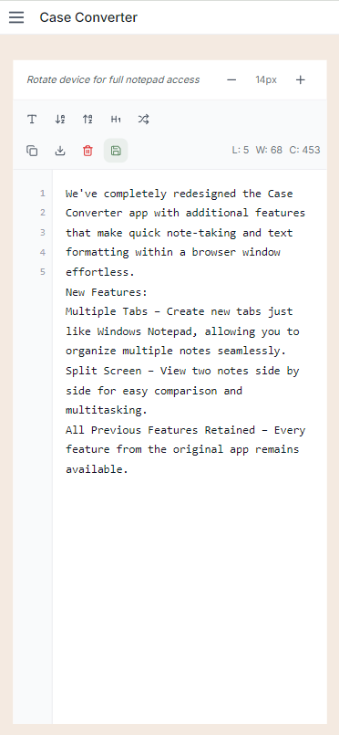 Case Converter - Screenshot 2 showing product features and functionality