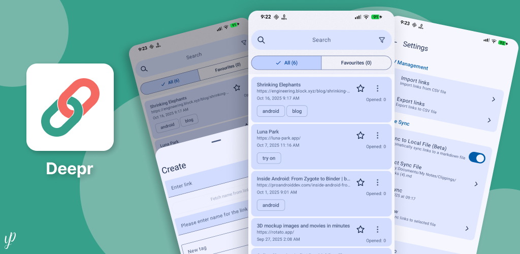 Deepr : Read Later & Saver - Main screenshot showing features and interface