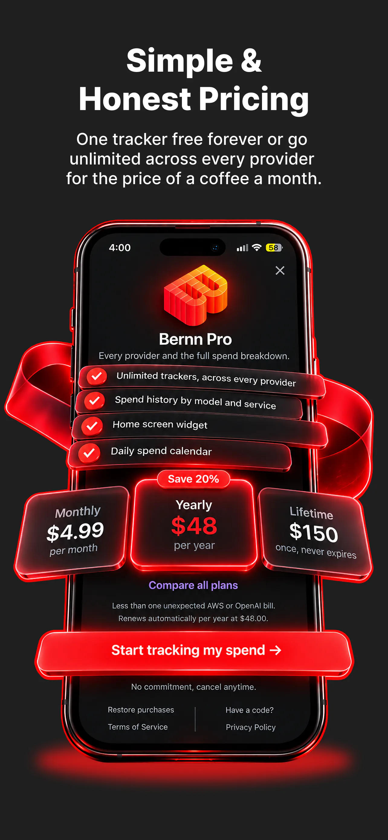 Bernn - Cloud & API Spending in one app screenshot 6