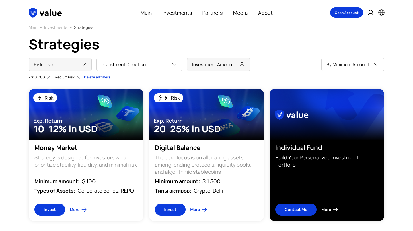 Value - Main product screenshot demonstrating key features and user interface