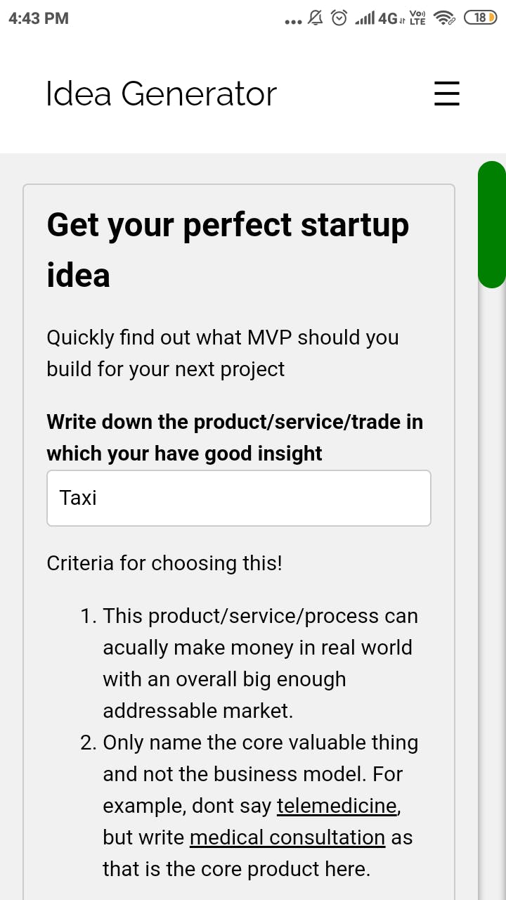 Startup Idea Generator - Generate or refine your idea in a