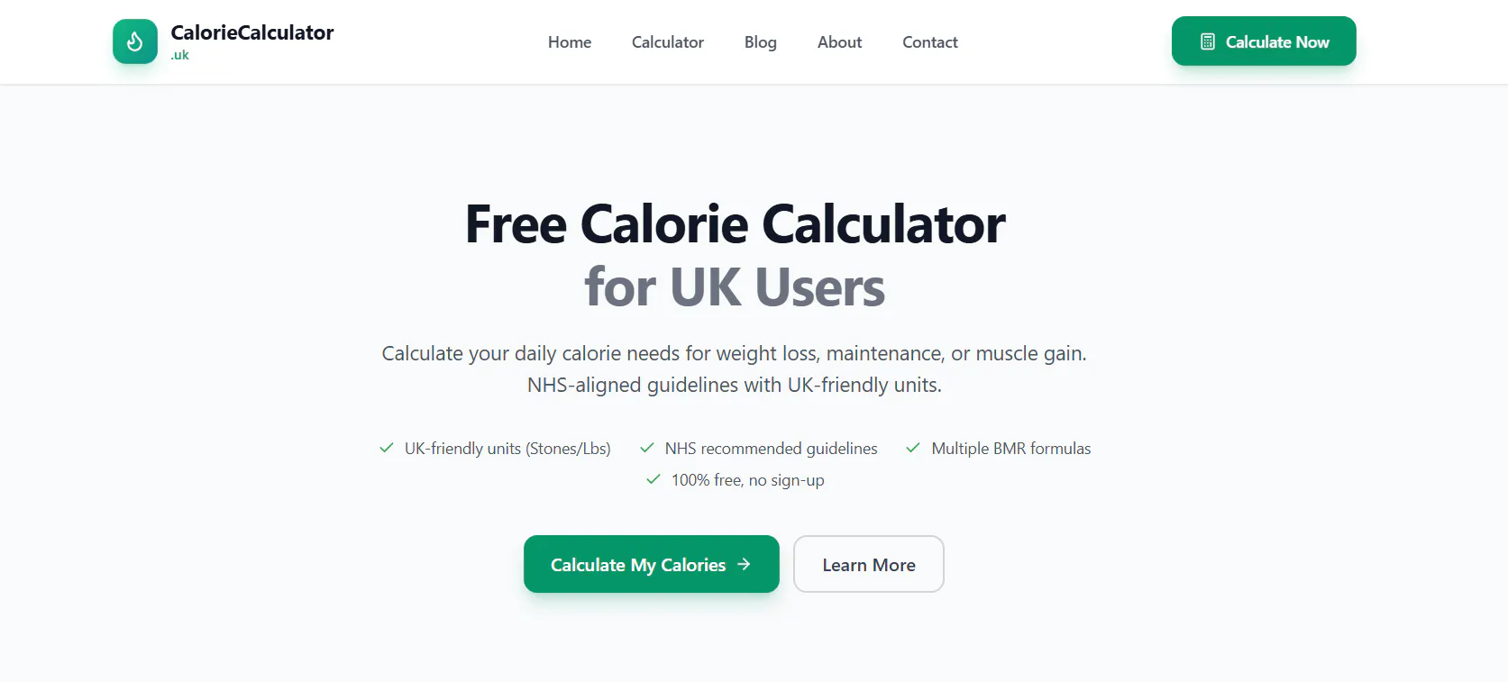 CalorieCalculator.uk 제품 배너