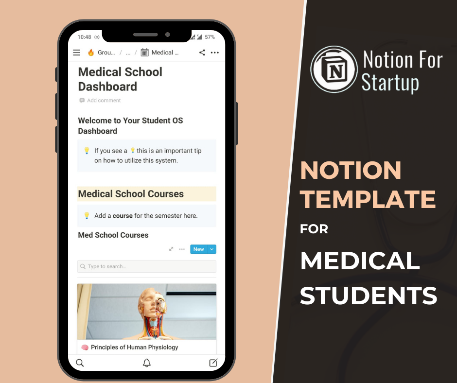 Notion Dashboard for Medical Students