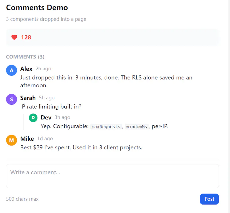 nextjs-supabase-comments screenshot 1