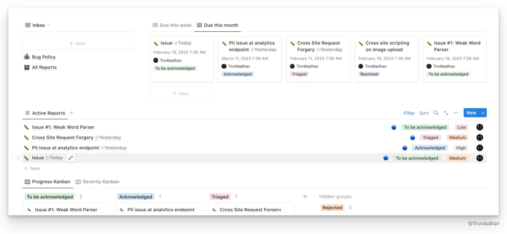 Mídia 5 de Rastreador de relatório de bugs em noção - Gerencie relatórios de bugs sem a dor de cabeça.