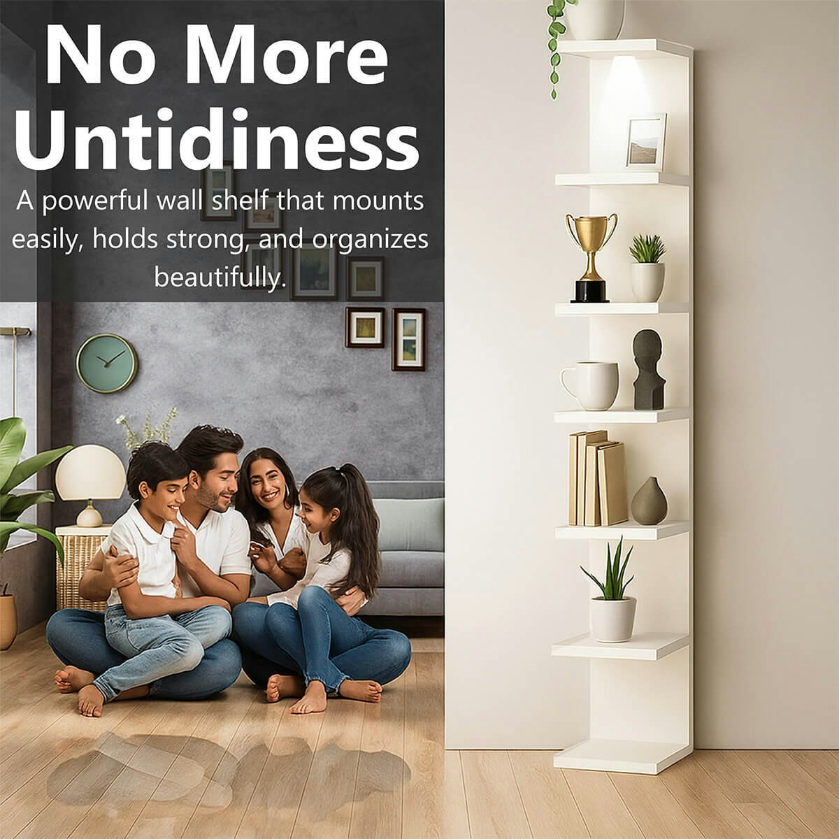 Media Unit rak dinding 7 peringkat serba boleh, putih - Langkah -langkah kira -kira 9.25 "x9.84" x76.8 ". 2