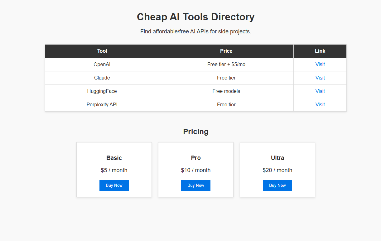 Cheap AI Tools Directory gallery image