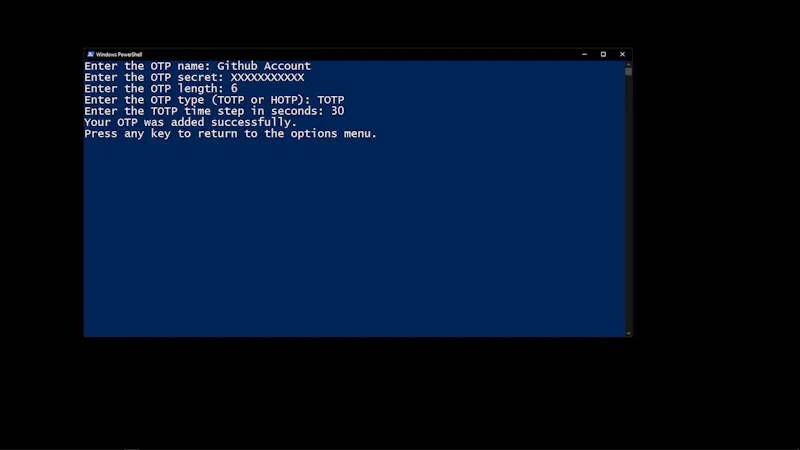 2faConsole screenshot 3