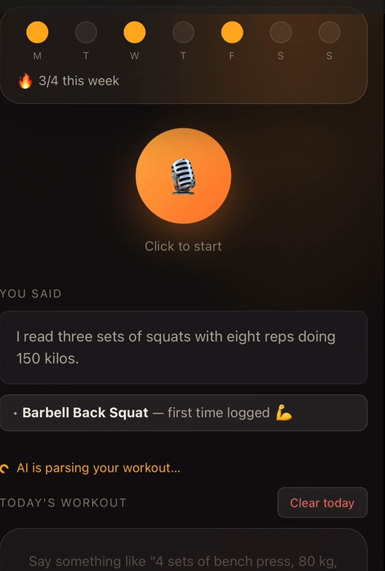 SaySet — Voice Workout Logger gallery image