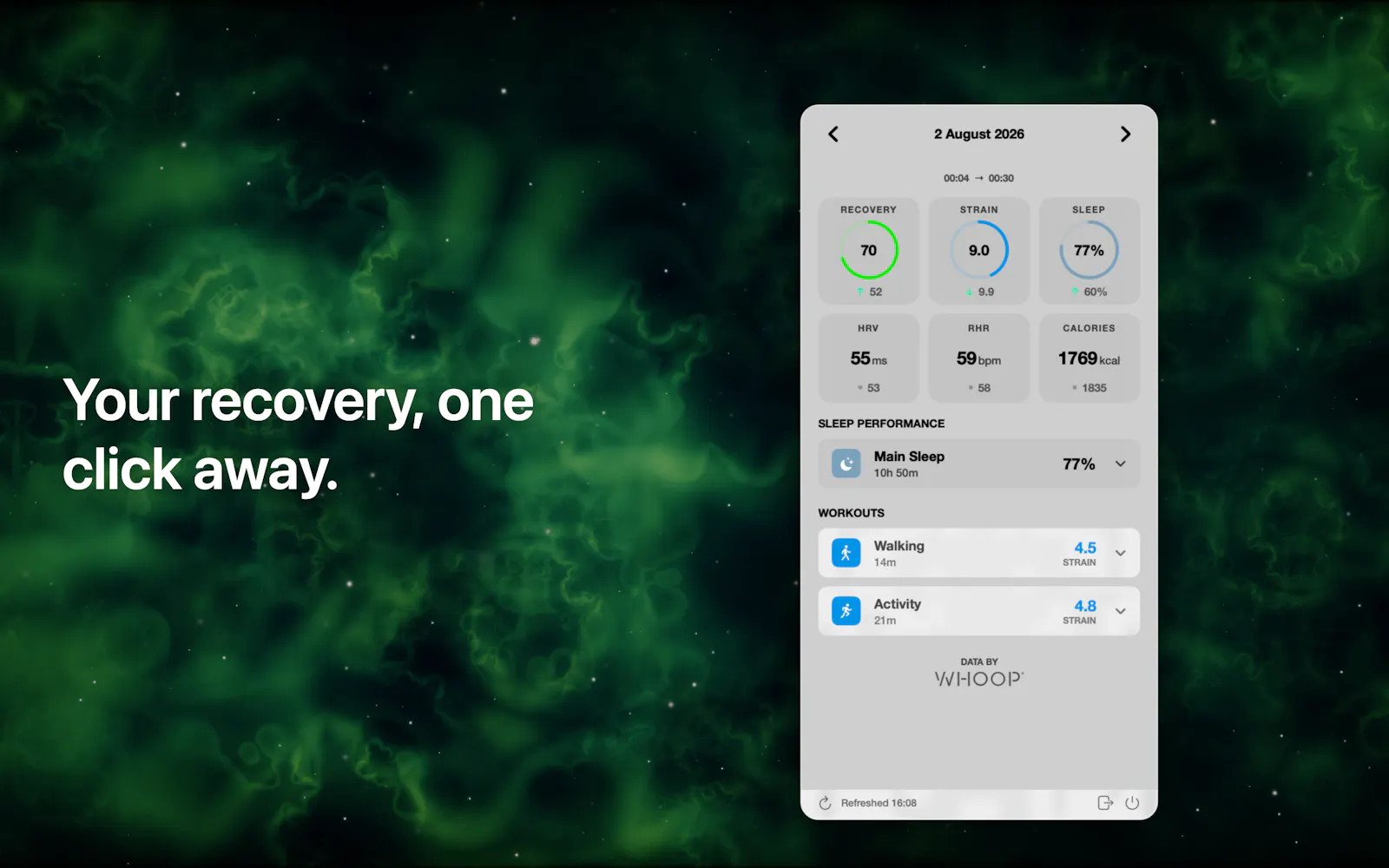 Aura for WHOOP: Menu Bar screenshot 2