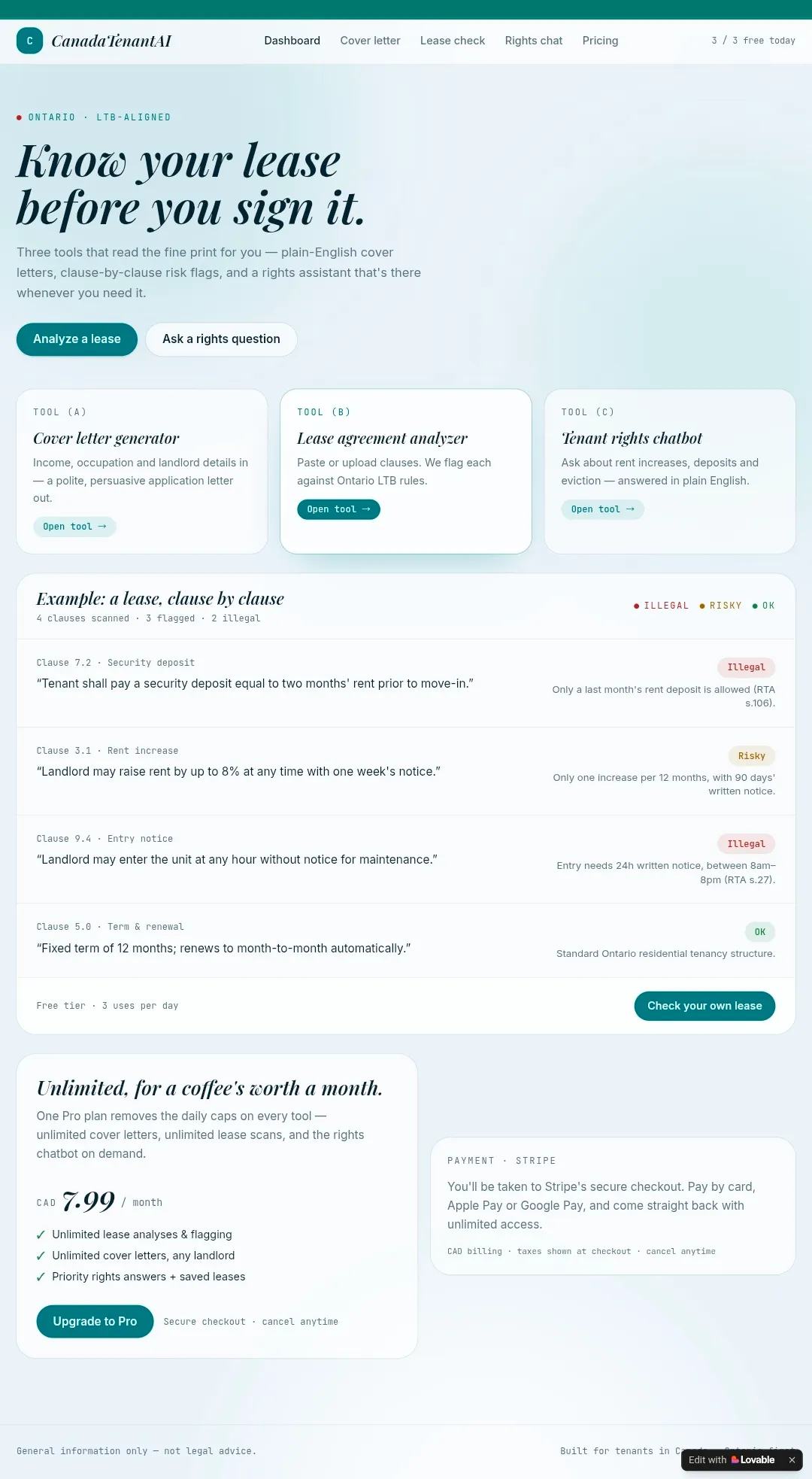 Canada TenantAI Tool