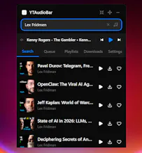 YTAudioBar — YouTube Audio, No Browser gallery image