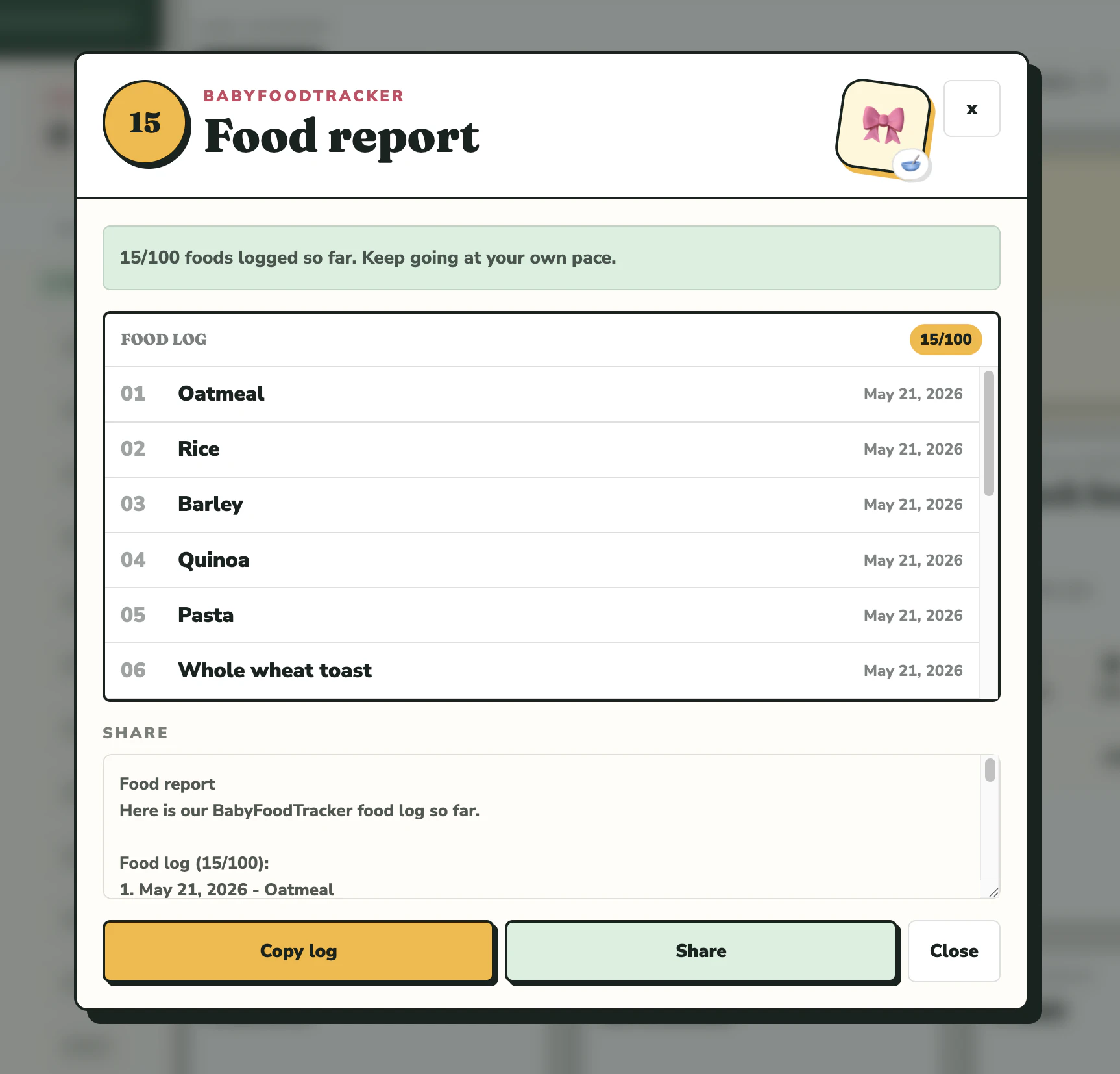 Baby Food Tracker screenshot 2