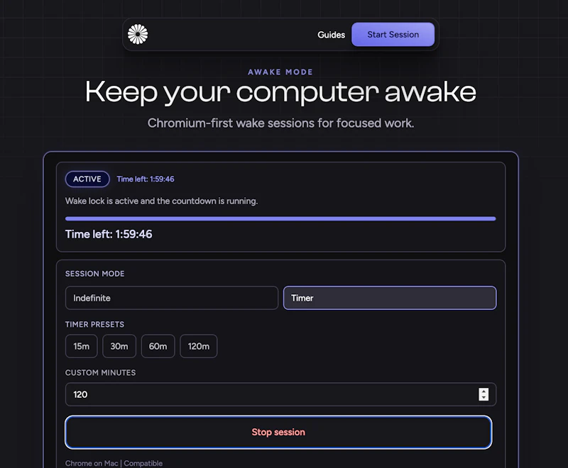AwakeMode screenshot 1
