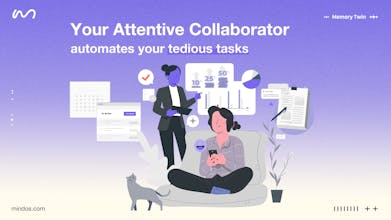 Colaboração - Uma representação visual de uma pessoa trabalhando em conjunto com seu Gêmeo de IA.