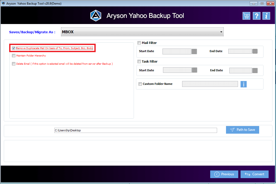 Aryson Yahoo Backup Tool gallery image