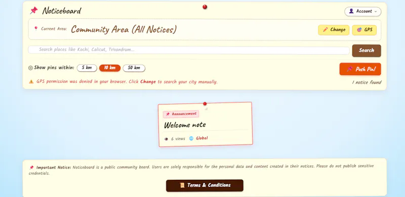 Noticeboard screenshot 1