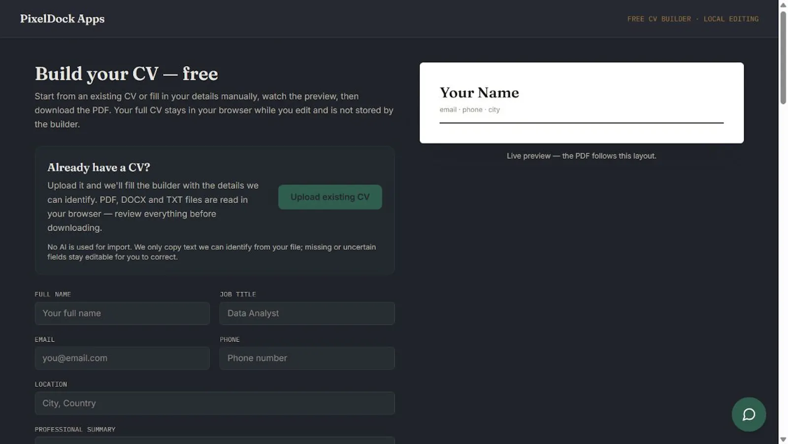 PixelDock Resume screenshot 3