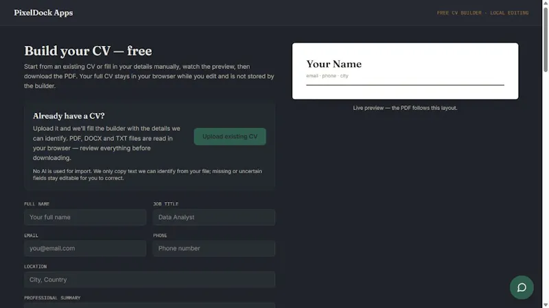 PixelDock Resume screenshot 3