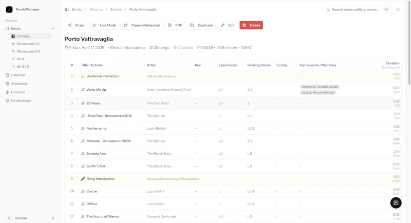 BandsManager screenshot 2