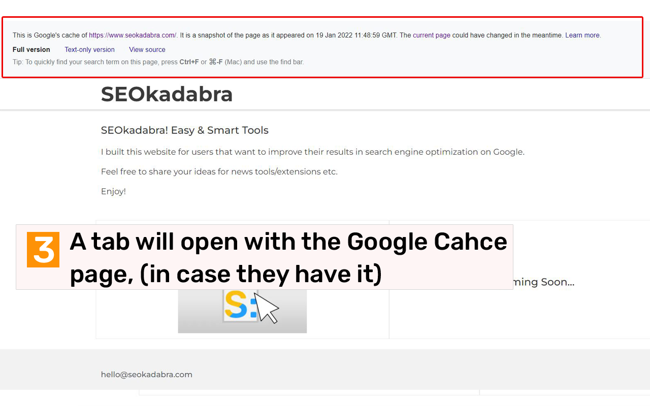 Website Cache Checking in Google gallery image