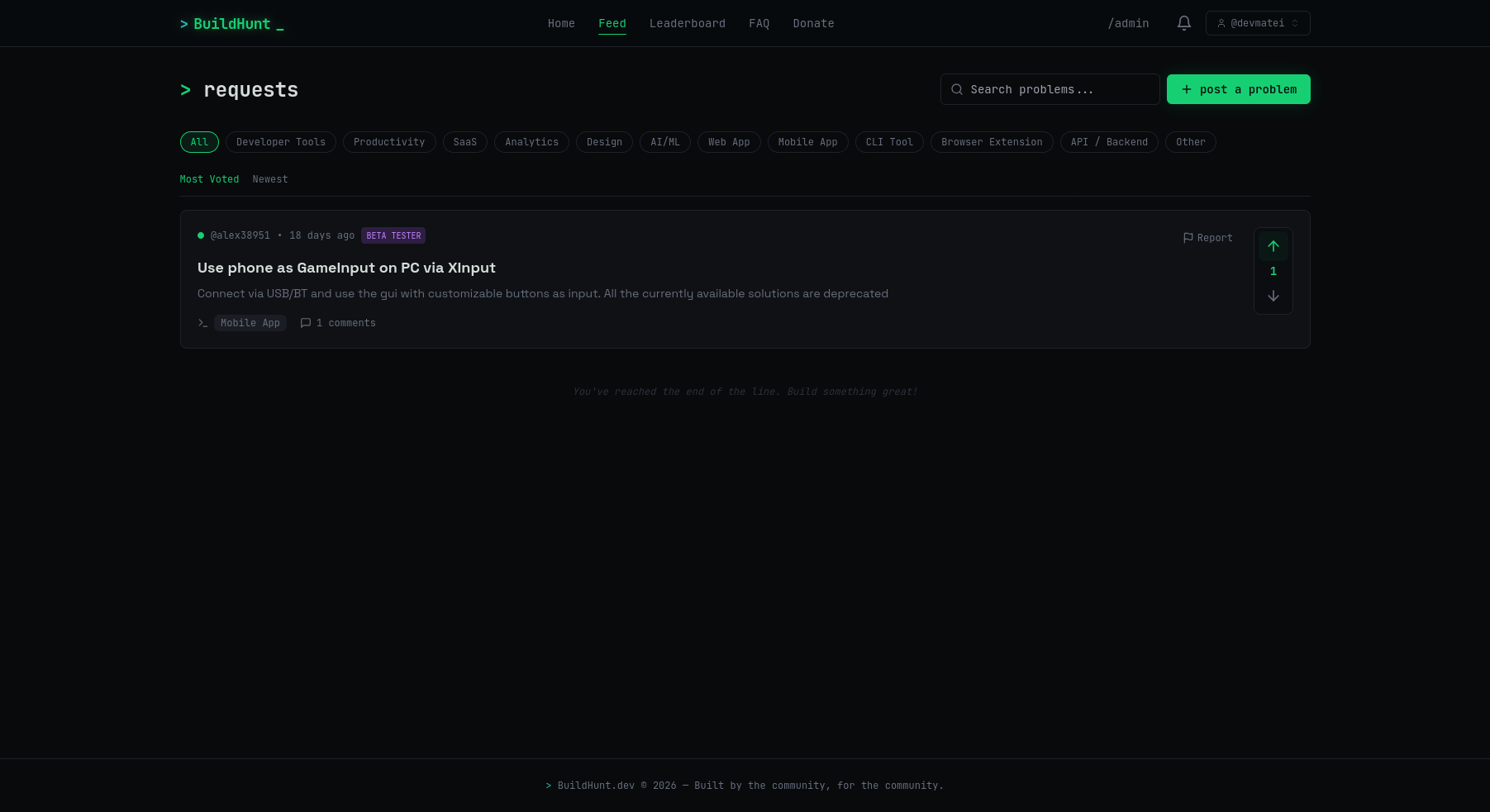 BuildHunt.dev - Idea Hunting gallery image