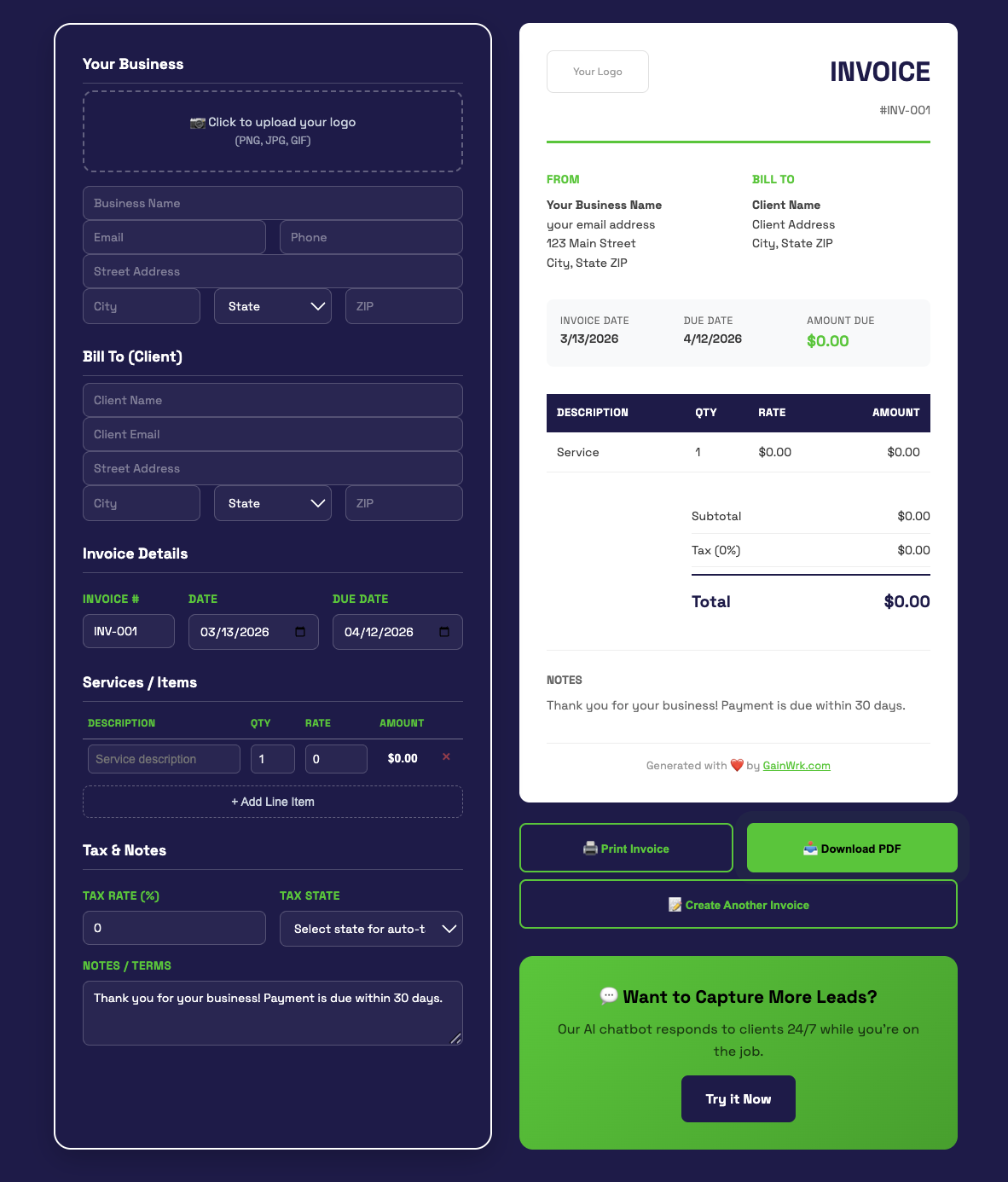 Contractor Invoice Generator media 2