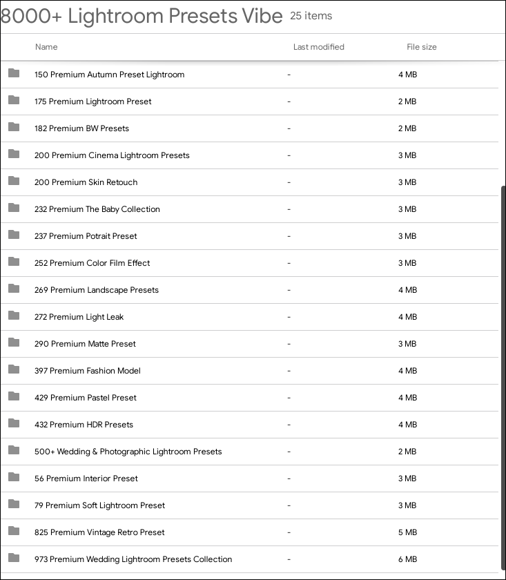 Lightroom ön ayarları paket! medya 2