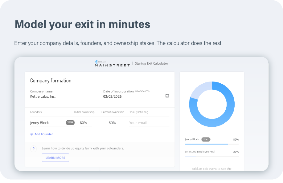 Startup Exit Calculator by Capbase gallery image