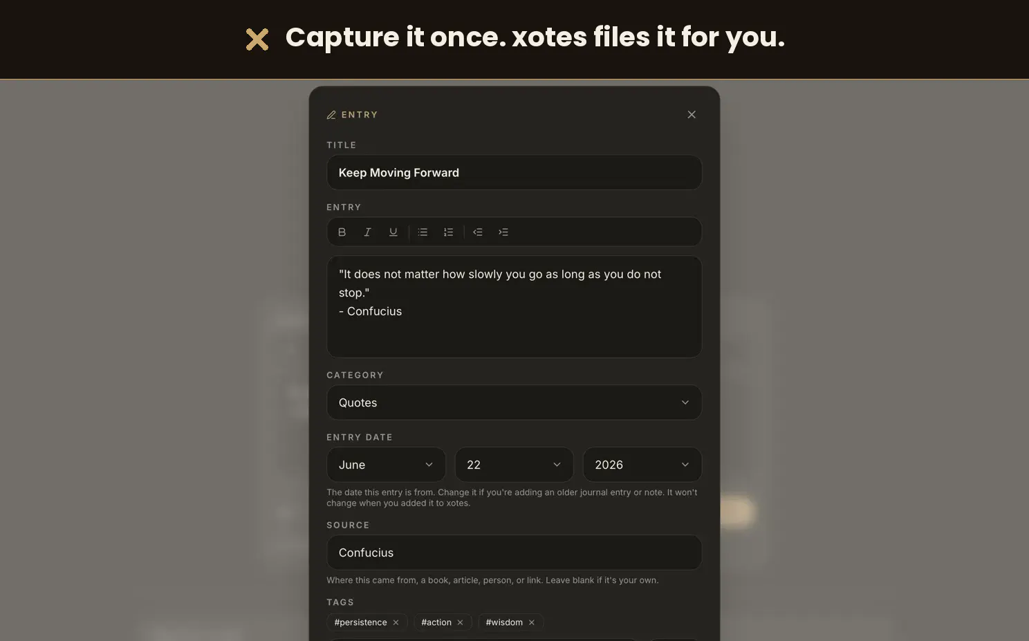xotes, your modern commonplace book gallery image