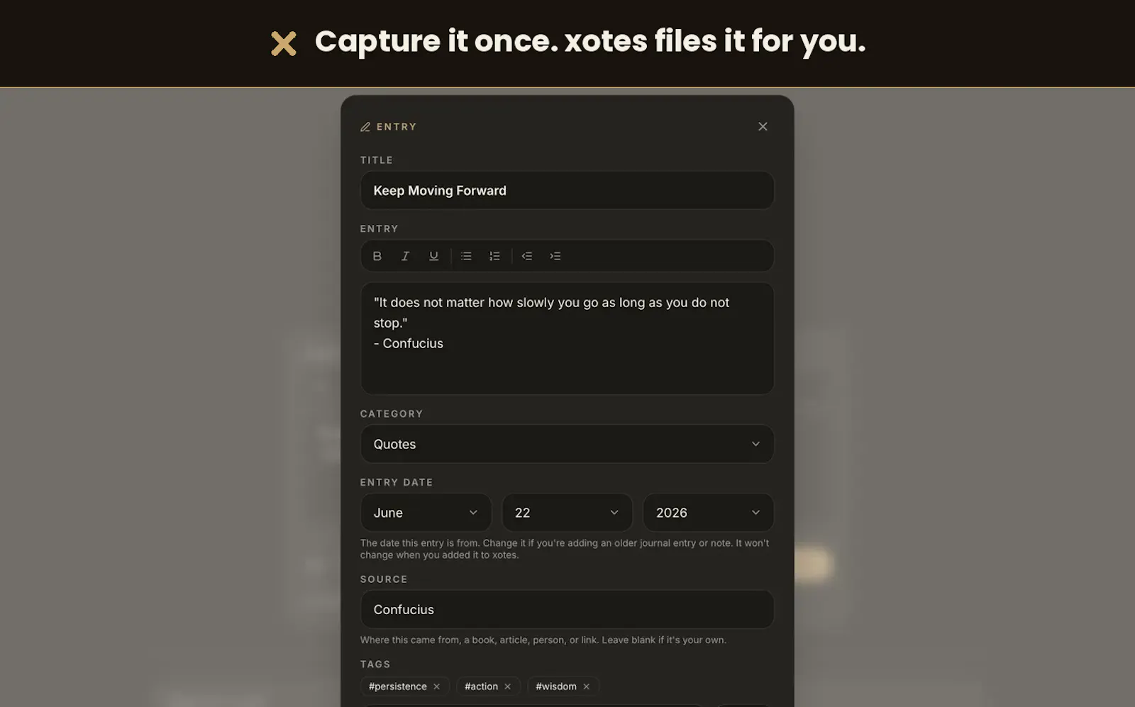 xotes, your modern commonplace book screenshot 2