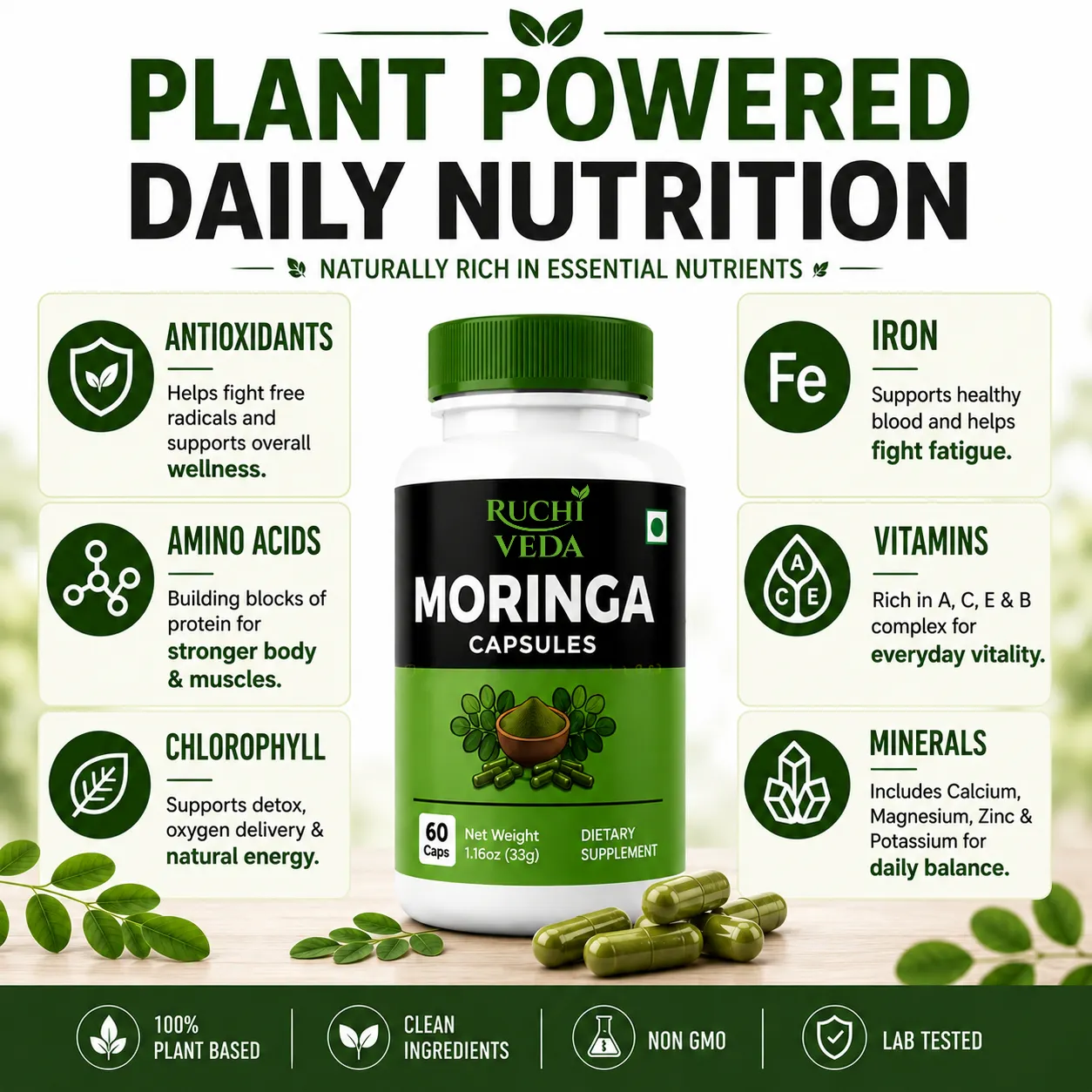 Pure Moringa Leaf Powder & Capsules gallery image