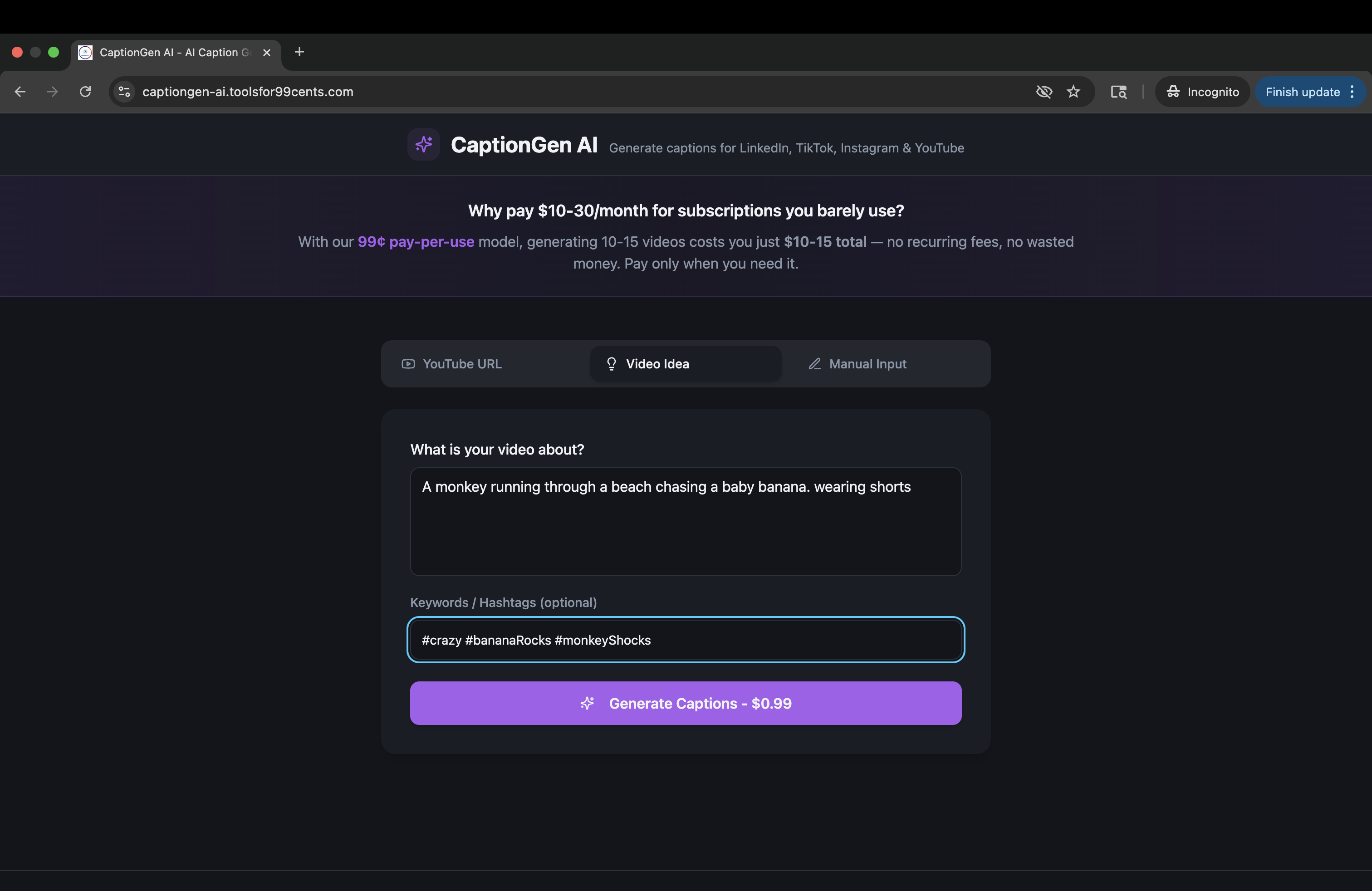 Média LégendeGen AI - Pas de connexion, 0,99 $ - Une course pour tous: YT Long / Shorts, IG, Tiktok, LinkedIn. 3