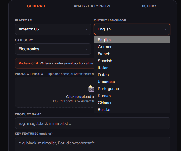 "AI product listings for 15 platforms" gallery image